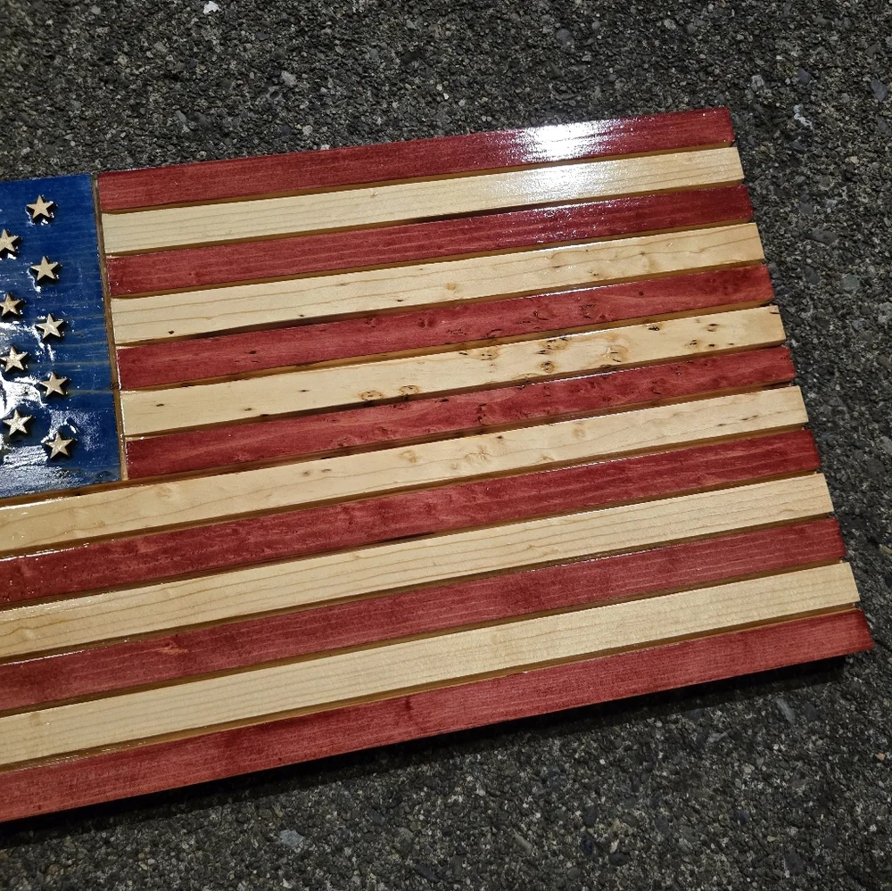 Rustic American Flag Wooden Wall Art